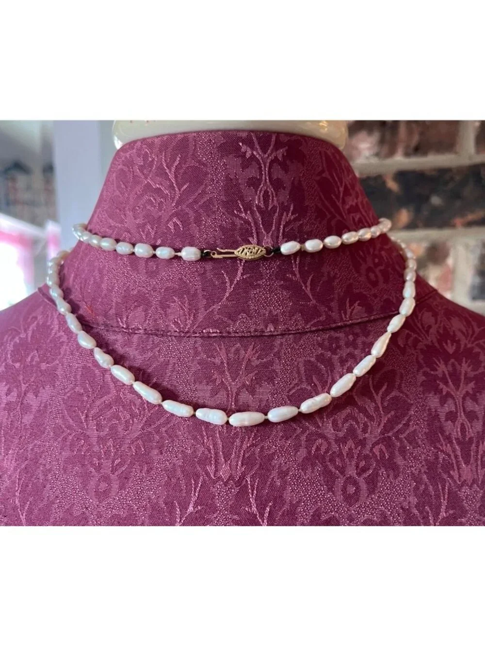 14k Gold Clasp Baroque Freshwater Pearl Necklace Hand-Knotted Classic Style 34.5 - Picture 4 of 9